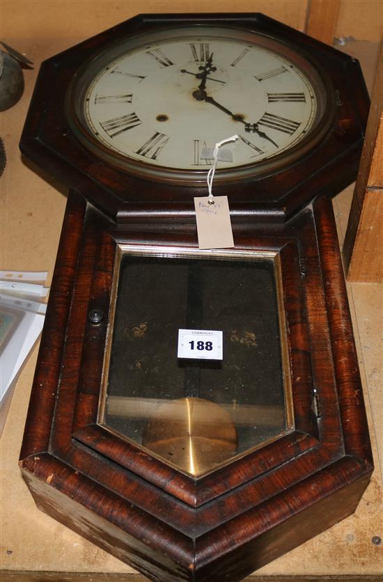 A rosewood drop dial wall clock, 79cm